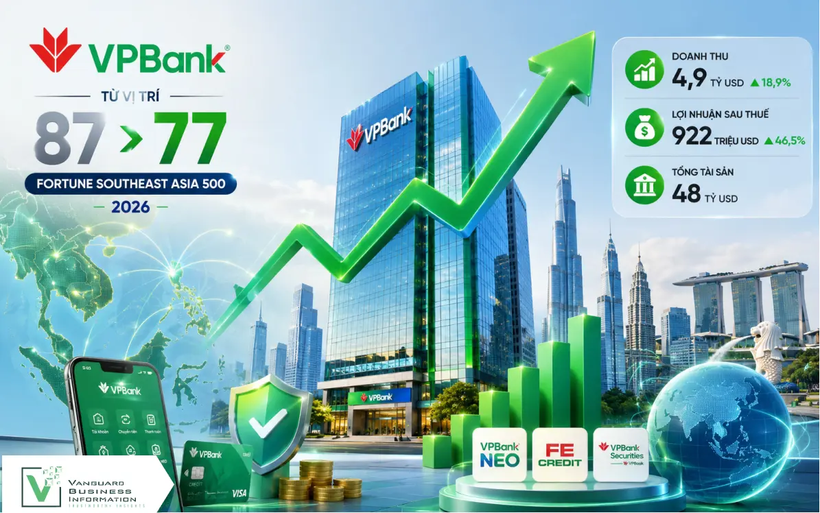 VPBank: Từ vị trí 87 lên 77 trong Fortune Southeast Asia 500 - Phân tích tăng trưởng tài chính và vị thế khu vực 2025-2026